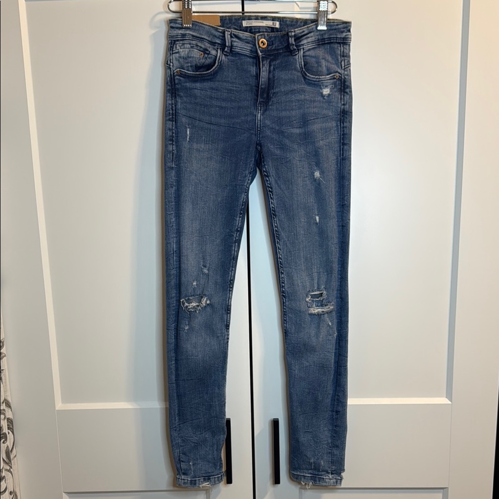 Zara Blue Women’s Skinny Jeans Distressed